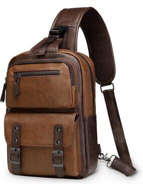 Stylish PU Leather Sling Backpack for 11" Tablet - Adjustable Strap, Perfect for